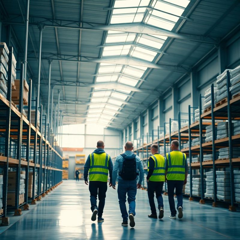 Moderní logistická hala v Pardubickém kraji, pracovníci v reflexních vestách u ocelových regálů